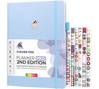 Clever Fox Planner Pro 2e édition - Agenda hebdomadaire non daté pour tâches et gestion du temps - Organiseur de vie avec liste de choses à faire, 21,5 x 28 cm (pervenche)