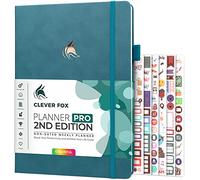 Clever Fox Planner Pro 2e édition - Agenda hebdomadaire non daté pour tâches et gestion du temps - Organiseur de vie avec liste de choses à faire, 21,5 x 28 cm (bleu sarcelle foncé)