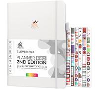 Clever Fox Planner Pro 2e édition - Agenda hebdomadaire non daté pour tâches et gestion du temps - Organiseur de vie avec liste de choses à faire, 21,5 x 28 cm (blanc)