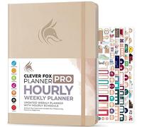 Clever Fox Planner Pro Planificateur de vie hebdomadaire et mensuel non daté avec créneaux horaires, carnet de rendez-vous et organiseur quotidien, A4 (coquillage)