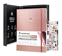 Clever Fox Planner Pro Premium - Luxueux planificateur hebdomadaire et mensuel avec organisateur de budget pour la productivité et les objectifs, non daté, A4 (or rose)