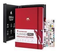 Clever Fox Planner Pro Premium - Luxueux planificateur hebdomadaire et mensuel avec organisateur de budget pour la productivité et les objectifs, non daté, A4 (rouge)