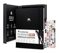 Clever Fox Planner Pro Premium - Luxueux planificateur hebdomadaire et mensuel avec organisateur de budget pour la productivité et les objectifs, non daté, A4 (noir)