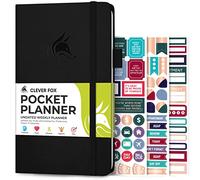 Clever Fox Pocket Weekly - Planificateur d'objectifs mensuels non datés et calendrier, mini planificateur, parfait pour sac à main, 10 x 17,5 cm (noir)