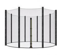 Clever Leon Filet de Remplacement pour Trampoline 360 cm 12FT, Filet de sécurité extérieur Compatible 360 366 369 cm, 8 poteaux, Hauteur 180 cm, Fermeture éclair, résistant UV