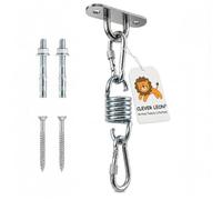 Clever Leon Kit fixation plafond 230kg Kit complet avec ressort amortisseur | mousquetons à vis et fixations pour béton ou bois, pour fauteuil suspendu, hamac, sac de frappe