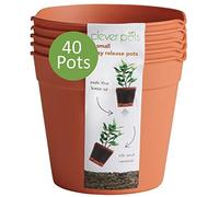 Clever Pots 40x Petit Pot de Fleur Interieur Dépotage Facile, Pots de Fleurs Plastique pour Fleurs, Plantes & Semis, Pot Plante Intérieur et Extérieur avec Drainage pour des Racines Saines- Terracotta