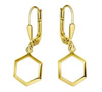 CLEVER SCHMUCK Boucles d'oreilles hexagonales 28 mm plaqué or design moderne argent 925 cadeau pour femme dans un étui crème