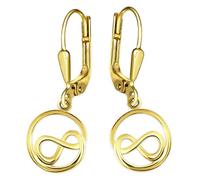 CLEVER SCHMUCK Boucles d'oreilles infinies 27 mm plaquées or en cercle moderne argent 925 cadeau pour femme dans un étui crème