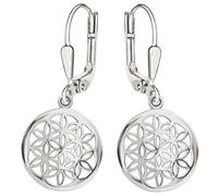 CLEVER SCHMUCK Boucles d'oreilles pendantes en argent sterling 925 pour femme - 24 mm - Avec fleur de vie - Diamètre : 17 mm - Simples et brillantes - Dans un étui à bijoux blanc, Brillant