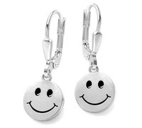 CLEVER SCHMUCK Boucles d'oreilles Smiley en argent sterling 925 pour femmes et adolescents - Dans un étui - Sable
