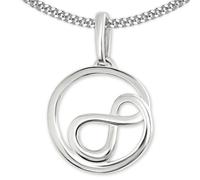 CLEVER SCHMUCK Chaîne en argent sterling 925 avec pendentif signe infini de 15 mm avec zircons et chaîne gourmette de 45 cm dans un étui crème