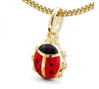 CLEVER SCHMUCK Chaîne en or avec pendentif coccinelle 9 mm laqué argent sterling 925 plaqué or Collier enfant étui