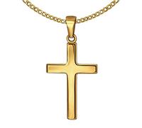 CLEVER SCHMUCK Chaîne en or avec pendentif en forme de croix - 24 mm - Simple - 50 cm - Or 333 8 carats - Dans un étui à bijoux, Brillant
