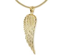 CLEVER SCHMUCK Collier avec pendentif en forme d'aile d'ange 36 brillants diamantés - Chaîne gourmette de 50 cm - En argent sterling 925 plaqué or - Dans un étui à bijoux, groß, Pendentif brillant