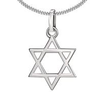 CLEVER SCHMUCK Collier avec pendentif en forme d'étoile de David de 14 mm brillant et chaîne gourmette de 45 cm en argent sterling 925, Sans pierre.