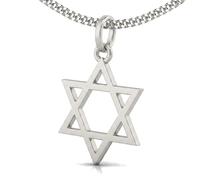 CLEVER SCHMUCK Collier avec pendentif en forme d'étoile de David de 14 mm brillant et chaîne gourmette de 45 cm en argent sterling 925, Sans pierre.