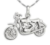 CLEVER SCHMUCK Ensemble de pendentif 3D pour homme - En argent sterling 925 - 24 x 14 mm - Brillant - Avec roue avant mobile et chaîne gourmette de 55 cm - Dans un étui