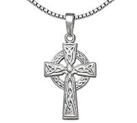 Clever Schmuck Ensemble pendentif croix celtique 26 mm avec chaîne Venezia 50 cm en argent sterling 925 dans un étui Manet