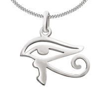 Clever Schmuck Parure en argent 925 comprenant un collier gourmette de 45 cm et une petite amulette brillante œil d'Horus de 15 mm - Avec étui