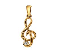 CLEVER SCHMUCK Pendentif en forme de e sol - 15 mm - Avec zircone blanc et brillant - En argent sterling 925 - Dans un étui à bijoux crème