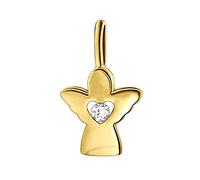 CLEVER SCHMUCK Pendentif en forme de mini ange en or 12 mm avec zircone dans un cœur ouvert poli brillant 333 8 carats pour enfants, adolescents, femmes dans un étui Sable