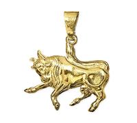 CLEVER SCHMUCK Pendentif signe du zodiaque en or - Taureau - 17 x 12 mm - Brillant et double face - Forme plastique - Or 333 8 carats
