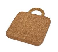 Cleverbrand Dessous de Plat en liège, résistant à la Chaleur, carré, env. 15 x 15 cm, 2cm d'épaisseur, avec poignée en Corde, Parfait pour Les Petites casseroles ou poêles - Made in Portugal