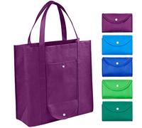 CLEVERFECT Lot de 5 sacs d'épicerie extra larges - pliables dans une pochette, fourre-tout durable et résistant avec de longues poignées, lavables et respectueux de l'environnement