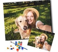 CleverFine Peinture Personnalisée par Numéros pour Adultes Kits,Bricolage Portraits Votre Propre Photo (40cm*40cm Boîte combo)