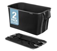 CleverMade Lot de 2 paniers à linge pliables, noir minuit/gris ombré - 60 l (50 l) - Panier à linge pliable avec cadre en fil métallique robuste et poignées de transport - Panier à linge pliable peu