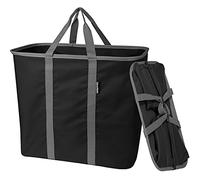 CleverMade Panier à linge pliable, noir/anthracite, grand panier à linge pliable de 64 l avec cadre métallique pop-up robuste et longues poignées de transport - Panier à linge pliable, gain de place,