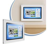 Cleverstation Support Mural Tablette pour iPad Mini 6/7 gén (8,3 Pouces, 2021/2024) - Cadre Design et Esthétique pour la Domotique - Montage Fixe et Finition Premium - Blanc