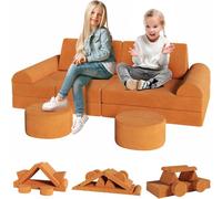 Clevich 15 Pièces Canapé Modulaire pour Enfants, Canapé Enfant Convertible, canapé de Jeu Pliable, Mobilier de Jeu Souple pour Salle de Jeux et Chambre - Possibilités de Jeux Infinies (Orange)