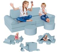 Clevich Canapé Modulable pour Enfant,Meubles de Chambre et de Salle de Jeux | Canape Enfant Convertible Confortable, pour Tout-petits, Possibilités de Jeux Infinies, Velours Côtelé