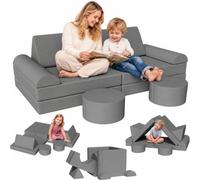 Clevich Canapé Modulable pour Enfant,Meubles de Chambre et de Salle de Jeux | Canape Enfant Convertible Confortable, pour Tout-petits, Possibilités de Jeux Infinies, Velours Côtelé