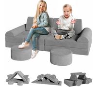 Clevich Canapé modulaire pour enfants, 15 pièces, en mousse, blocs de construction pour apprendre et jouer, coin douillet dans la chambre d'enfant, blocs de construction souples pour chambre d'enfant