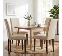 Clevich Chaises de Salle à Manger Rembourrées avec Dossier Haut Confortable, Pieds en Chêne, Parsons avec Bordure à Clous, pour Maison Bureau Cuisine Réunion Hôtel 45x62x99cm (Beige, 4pcs)