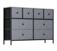 Clevich Commode, 8 tiroirs en Tissu, Plateau en Bois, Structure en métal Robuste, Polyvalente, pour Salon, Chambre à Coucher, Couloir, Bureau, Design Vintage, Gris, 1 pièce