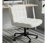 Clevich Criss Cross Chair, Chaise de Bureau sans accoudoir, Large siège de couturière, Ergonomique, réglable en Hauteur, pour la Maison, Le Bureau, Le Maquillage, la Chambre à Coucher (Sherpa, Blanc)