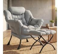 Clevich Fauteuil Relax avec Repose-Pieds pour Salon et Chambre, Gris Clair