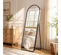 Clevich Grand Miroir sur Pied 160x50 cm Noir, Miroir Mural en Arche HD