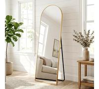 Clevich Grand Miroir sur Pied avec Cadre en Aluminium, 162 x 50 cm, Miroir Mural Arche Posable ou Suspendu pour Chambre, Salon, Doré