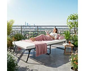 Clevich Lit d'invité Pliable 80x190 cm,Lit Pliant 1 Personne avec Matelas de Mousse de Mémoire de 7 cm épais,Lit de dépannage,pour Hôpital,Bureau,Camping,Voyage,sans Assemblage