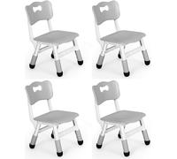 Clevich Lot de 4 chaises de Bureau pour Enfant, en Plastique, jusqu'à 100 kg, réglables en Hauteur, avec Dossier, à partir de 2 Ans, école, Chambre d'enfant, Soins de Jour, Grises
