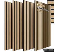 Clevich Lot de 4 Panneau Acoustiques, Panneau Mural Decoratif, en Bois MDF, Panneaux Muraux Acoustique, 120x60x2,1 cm, pour Chambre, Bureau, Chêne
