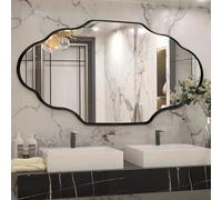 Clevich Miroir asymétrique 66 x 116 cm avec Aluminium Noir - Miroir Décoratif Design Lanterne - Design Moderne et Fin -Peu encombrant - pour Salle de Bain, Chambre, Salon, Couloir.