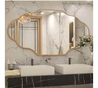 Clevich Miroir asymétrique 66 x 116 cm avec Aluminium Or - Miroir Décoratif Design Lanterne - Design Moderne et Fin -Peu encombrant - pour Salle de Bain, Chambre, Salon, Couloir.