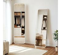 Clevich Miroir Complet avec Lampes LED COB - 150 x 40 cm - Cadre en Aluminium - Miroir Mural Grand Format sur Pied - Miroir Mural Pleine Longueur pour Chambre et Dressing - À Poser et à Suspendre