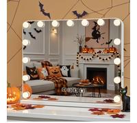 Clevich Miroir de Maquillage Hollywood avec éclairage et Bluetooth, 58 x 46 cm, avec lumière, 5 LED, intensité Variable, 3 Couleurs de lumière, USB, loupe 10x, contrôle Tactile, Miroir cosmétique